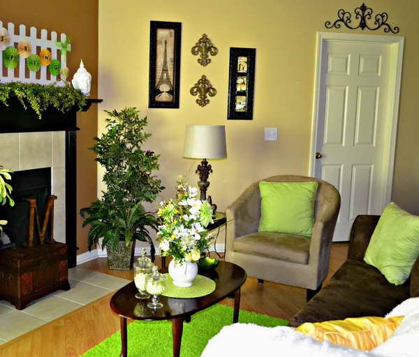 green-home-decor-Shade-Of-Green-Home-Decor-With-Ornamental-Plants Green interior color scheme for room decoration